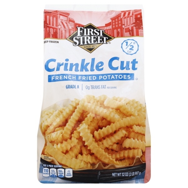 slide 1 of 1, First Street Crinkle Cut Fries, 32 oz