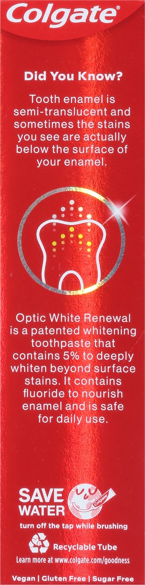 slide 10 of 15, Colgate Optic White Brilliant Shine Renewal Anticavity Fluoride Toothpaste 3.0 oz, 3 oz