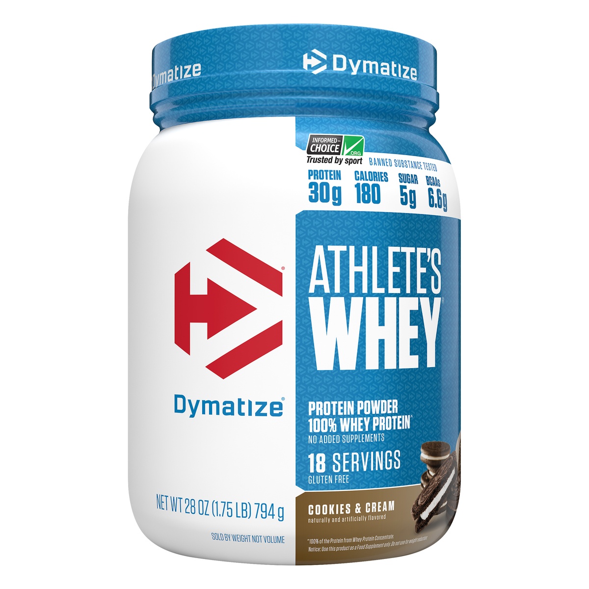 slide 1 of 5, Dymatize Athlete's Whey Cookies & Cream Protien Powder, 1.75 lb