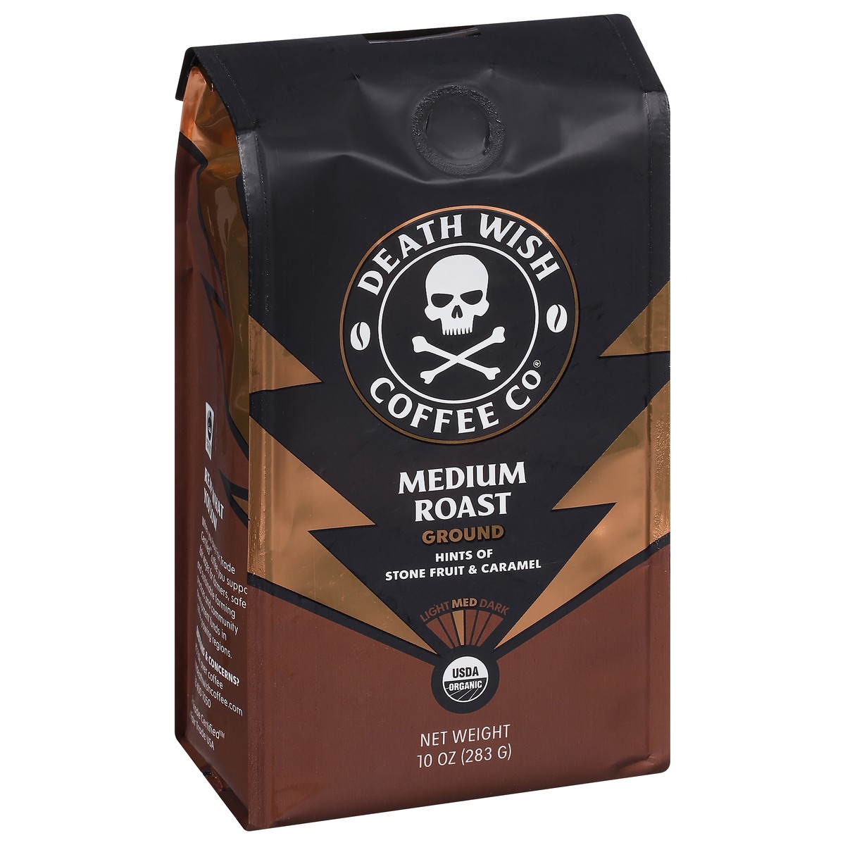 slide 4 of 12, Death Wish Coffee Co. Death Wish Coffee, Organic and Fair Trade, Medium Roast, Ground Coffee, 10 oz, 10 oz