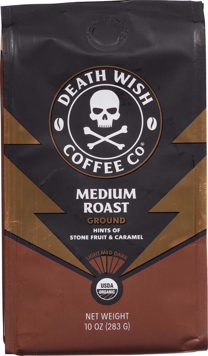 slide 5 of 12, Death Wish Coffee Co. Death Wish Coffee, Organic and Fair Trade, Medium Roast, Ground Coffee, 10 oz, 10 oz