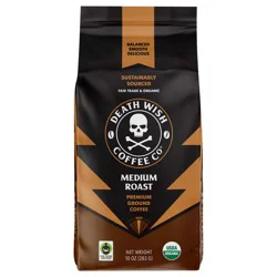 Death Wish Coffee Co. Death Wish Coffee, Organic and Fair Trade, Medium Roast, Ground Coffee, 10 oz