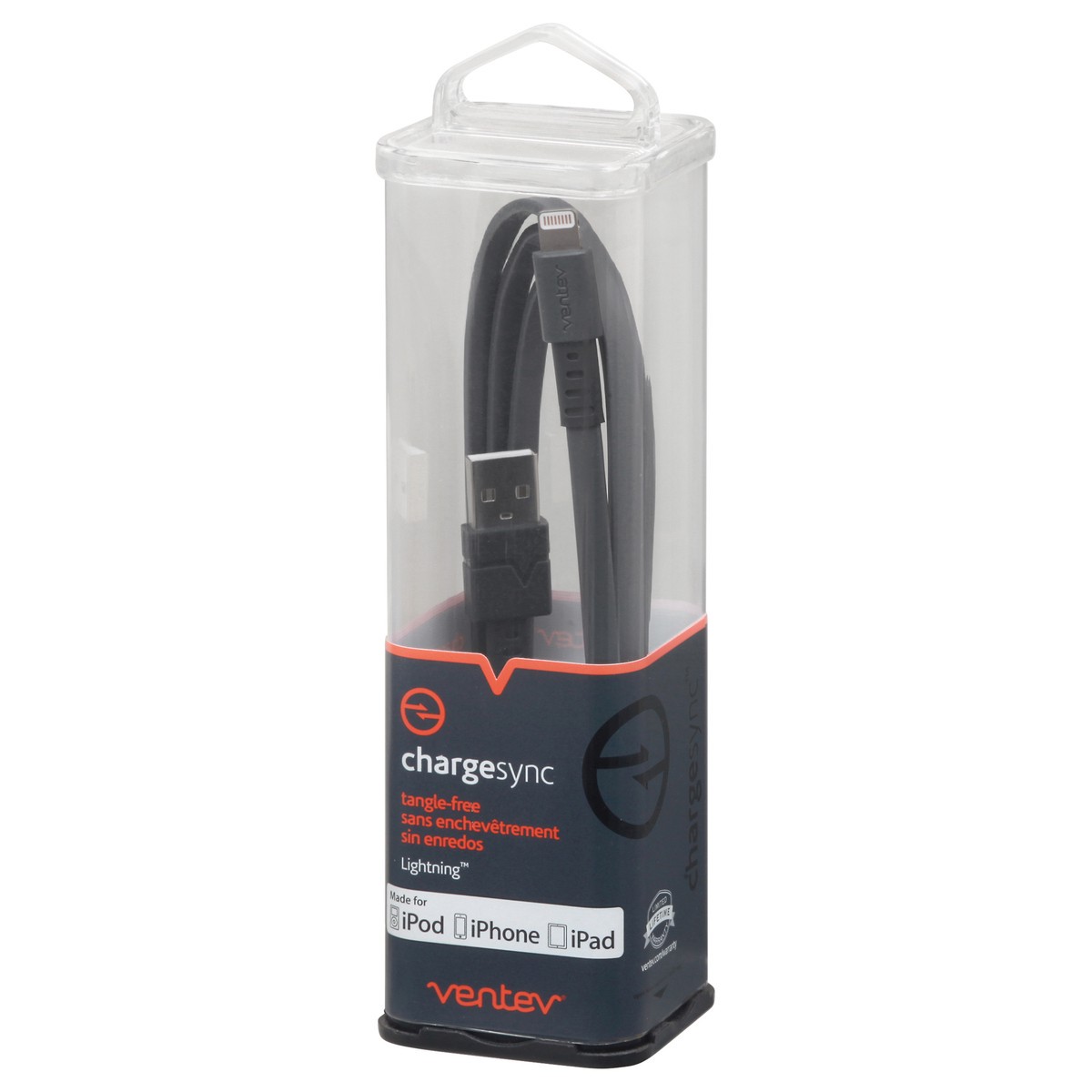 slide 6 of 10, Ventev ChargeSync Gray Tangle-Free Lightning Cable 1 ea, 1 ea