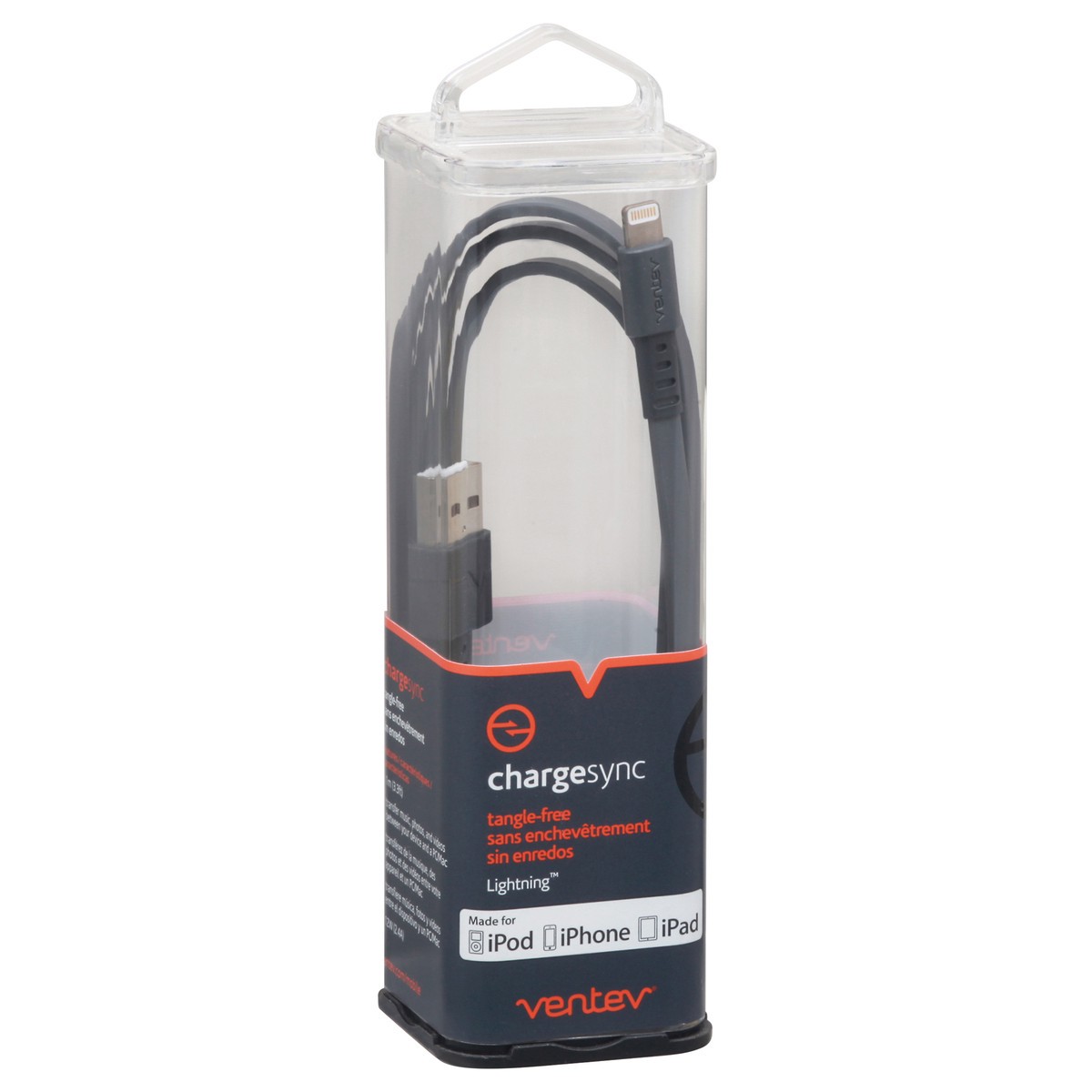 slide 9 of 10, Ventev ChargeSync Gray Tangle-Free Lightning Cable 1 ea, 1 ea