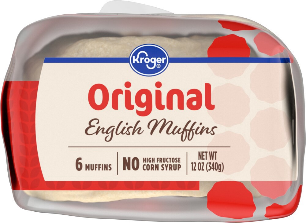 slide 5 of 5, Kroger Plain English Muffins, 6 ct / 12 oz