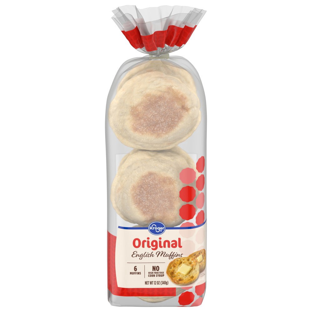 slide 1 of 5, Kroger Plain English Muffins, 6 ct / 12 oz