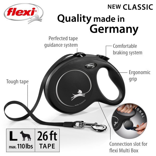 slide 8 of 17, Flexi Design Retactable Dog Leash in Black, 26', LG