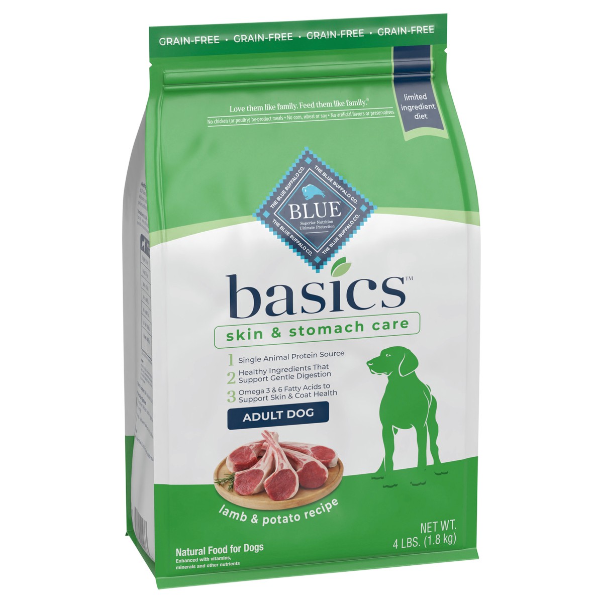 slide 7 of 9, Blue Buffalo Basics Adult Dry Dog Food - Grain Free, Lamb, 4 lb