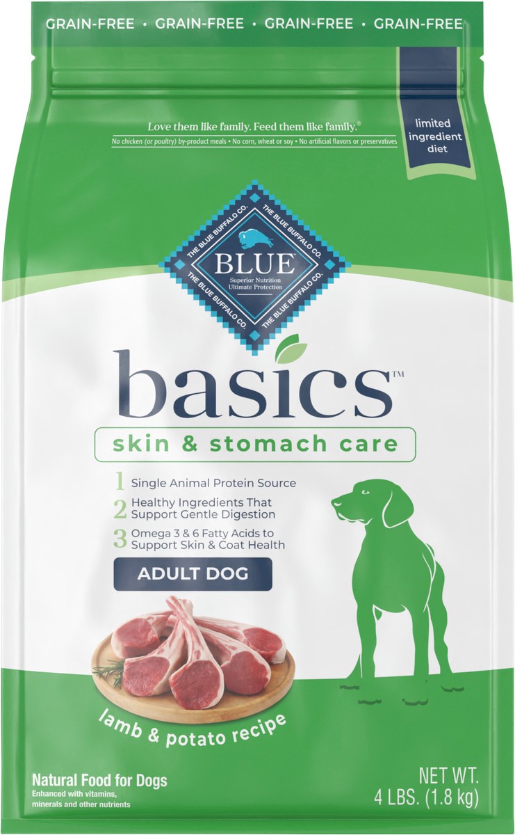 slide 4 of 9, Blue Buffalo Basics Adult Dry Dog Food - Grain Free, Lamb, 4 lb