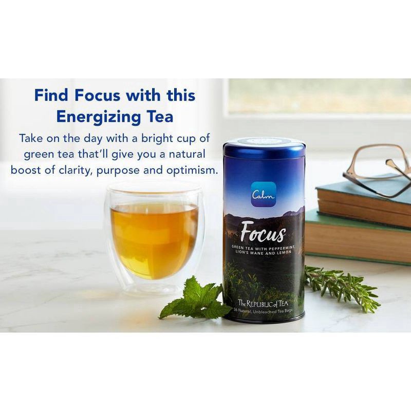 slide 6 of 8, The Republic of Tea Calm Focus Gree Tea 36 Bags - 36 ct, 36 ct