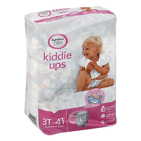 slide 1 of 1, Signature Care Kiddie Ups Training Pants Girl 3T-4T, 23 ct