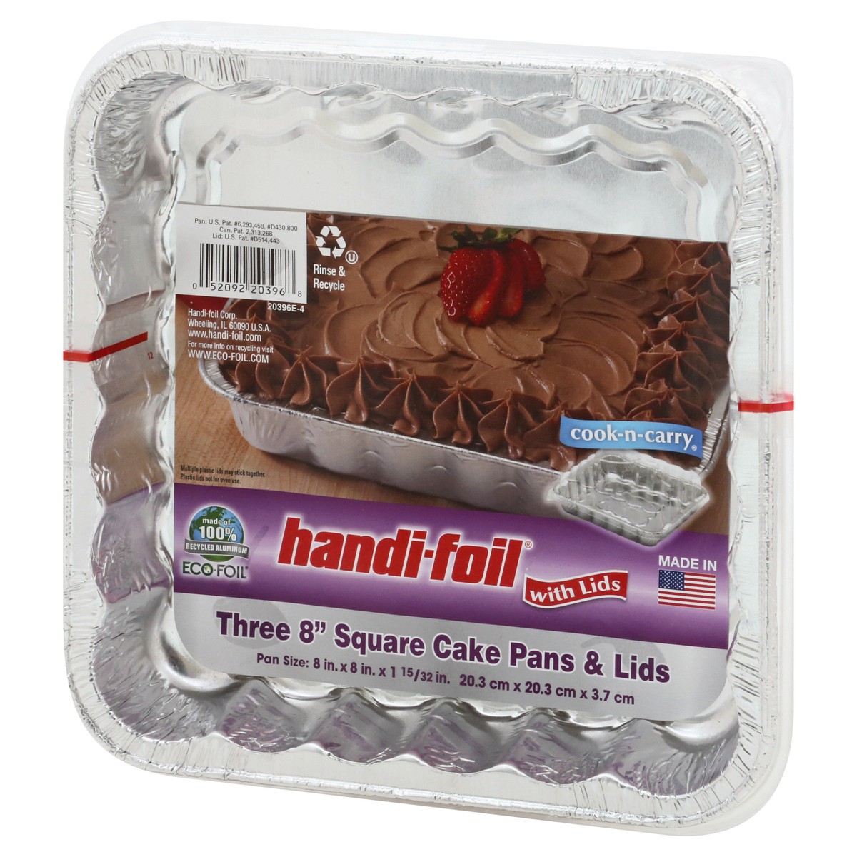 slide 3 of 9, Handi-foil 3 Pack Square Cake Pans & Lids 3 ea, 3 ct