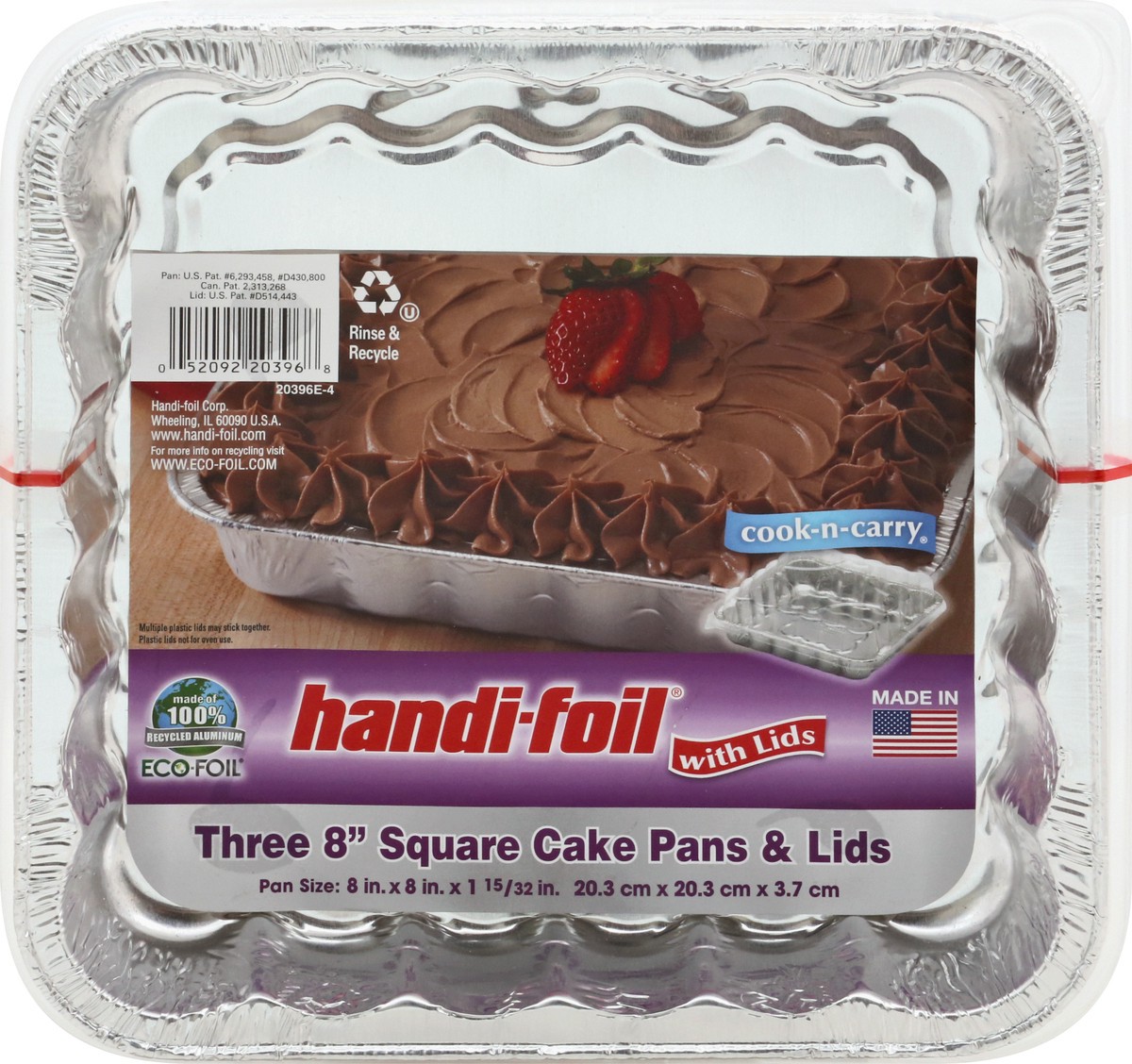 slide 1 of 9, Handi-foil Eco-Foil Square Cake Pans Lids, 3 ct