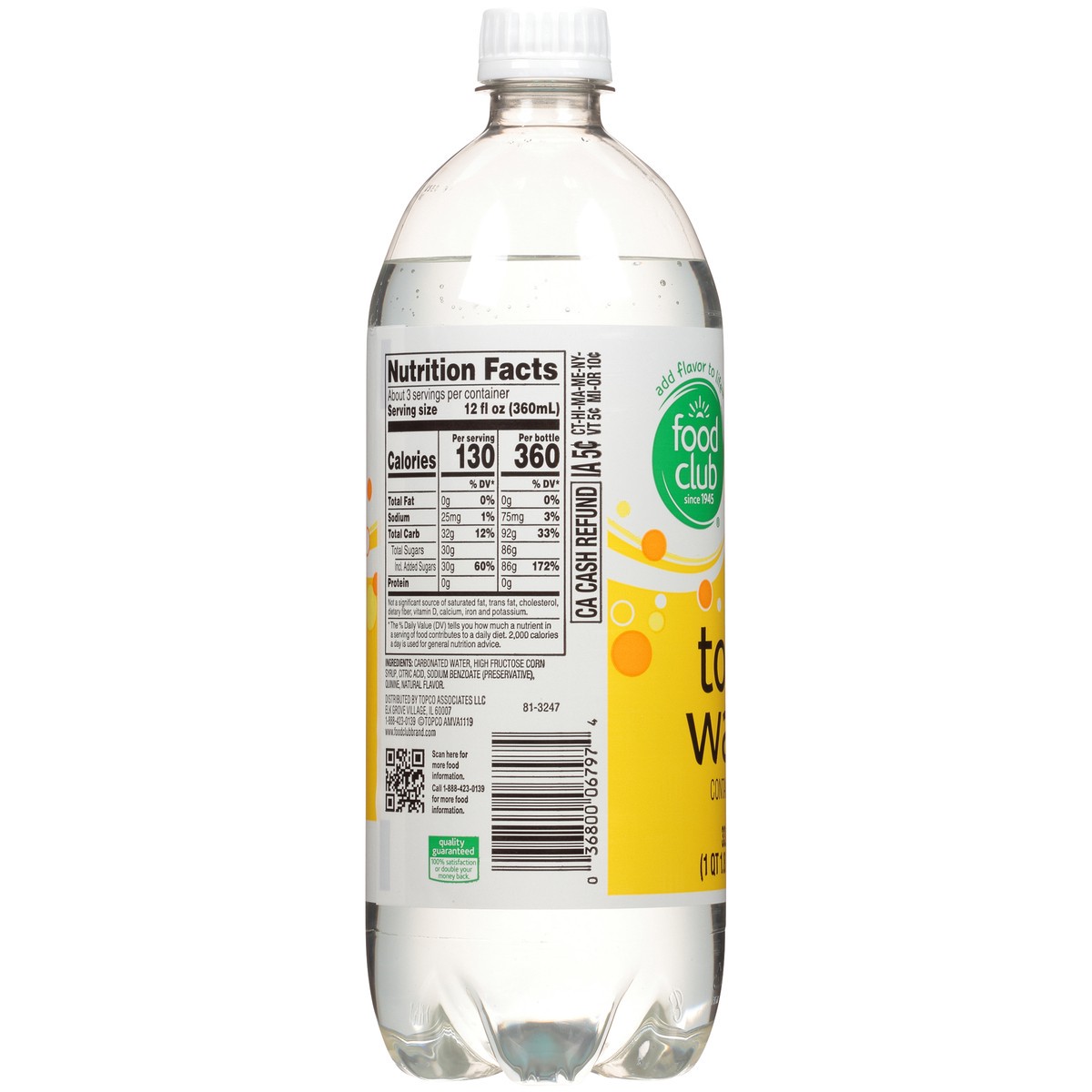 slide 4 of 9, Food Club Caffeine Free Tonic Water - 33.79 fl oz, 33.79 fl oz