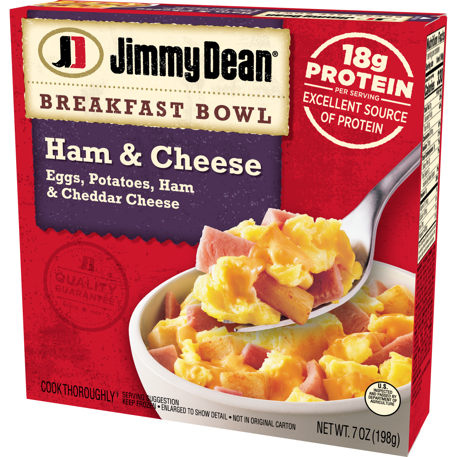 slide 7 of 10, Jimmy Dean Breakfast Bowl, Ham, Frozen, 7 oz Bowl, 198.45 g