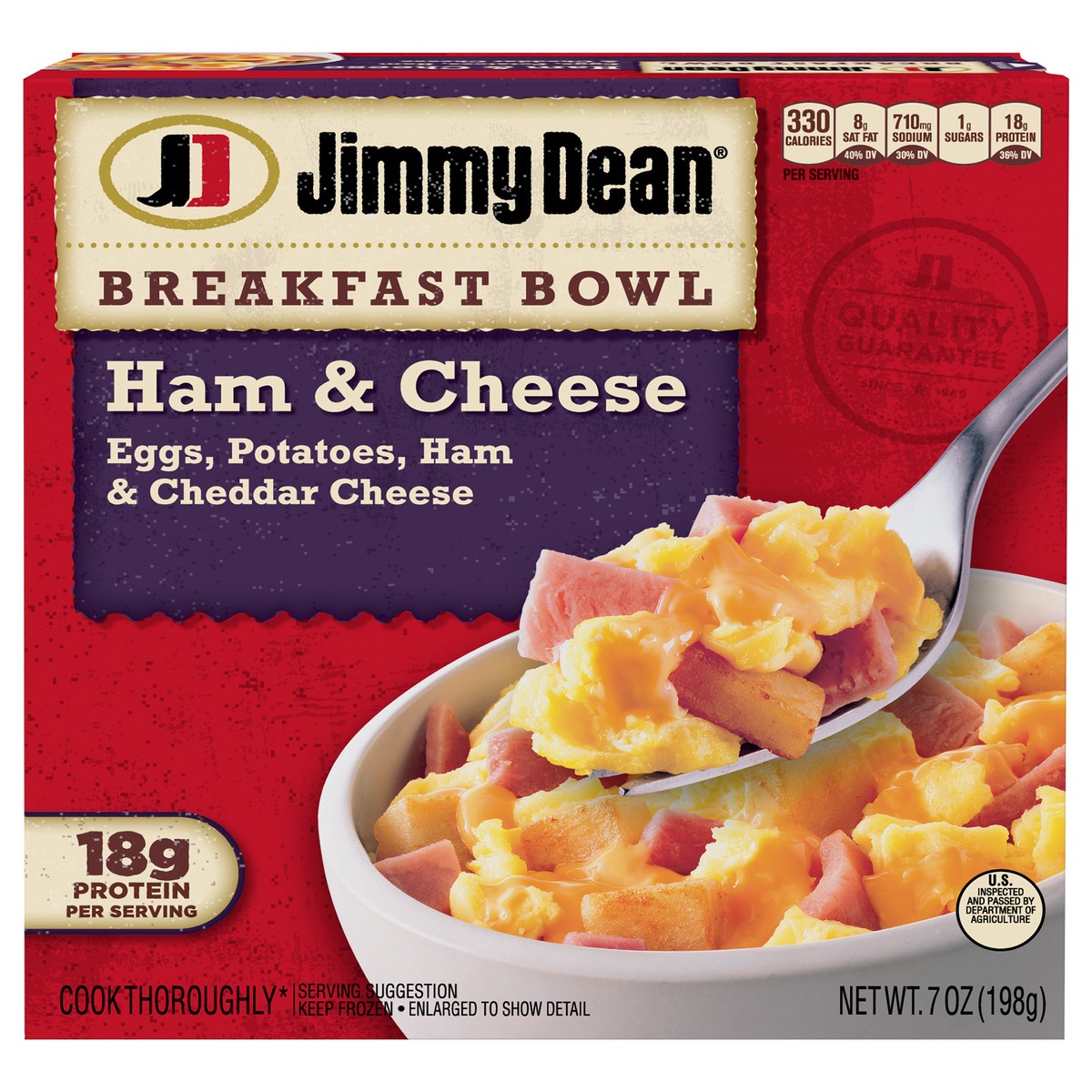 slide 1 of 6, Jimmy Dean Breakfast Bowl Ham & Cheese, 7 oz