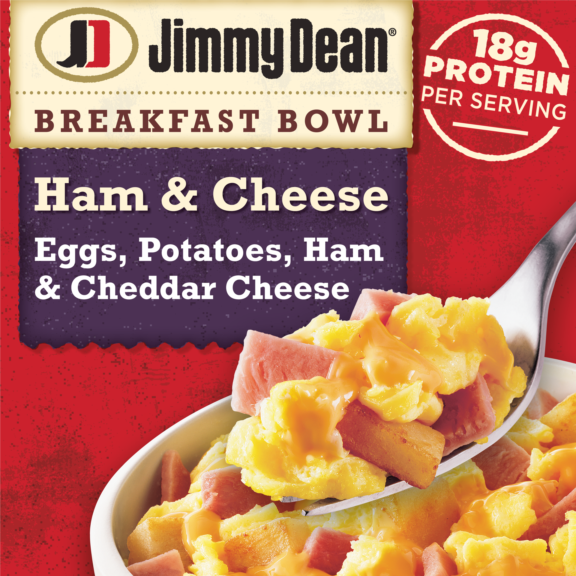 slide 1 of 10, Jimmy Dean Breakfast Bowl, Ham, Frozen, 7 oz Bowl, 198.45 g