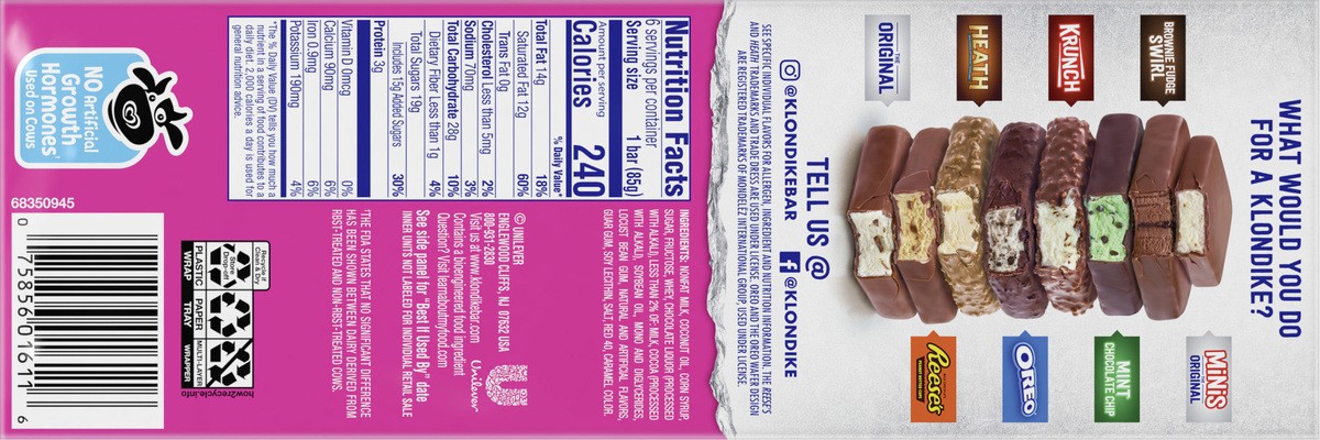 slide 2 of 5, Klondike Frozen Dairy Dessert Bars Neapolitan, 4.5 fl oz, 6 Count , 6 ct; 27 fl oz