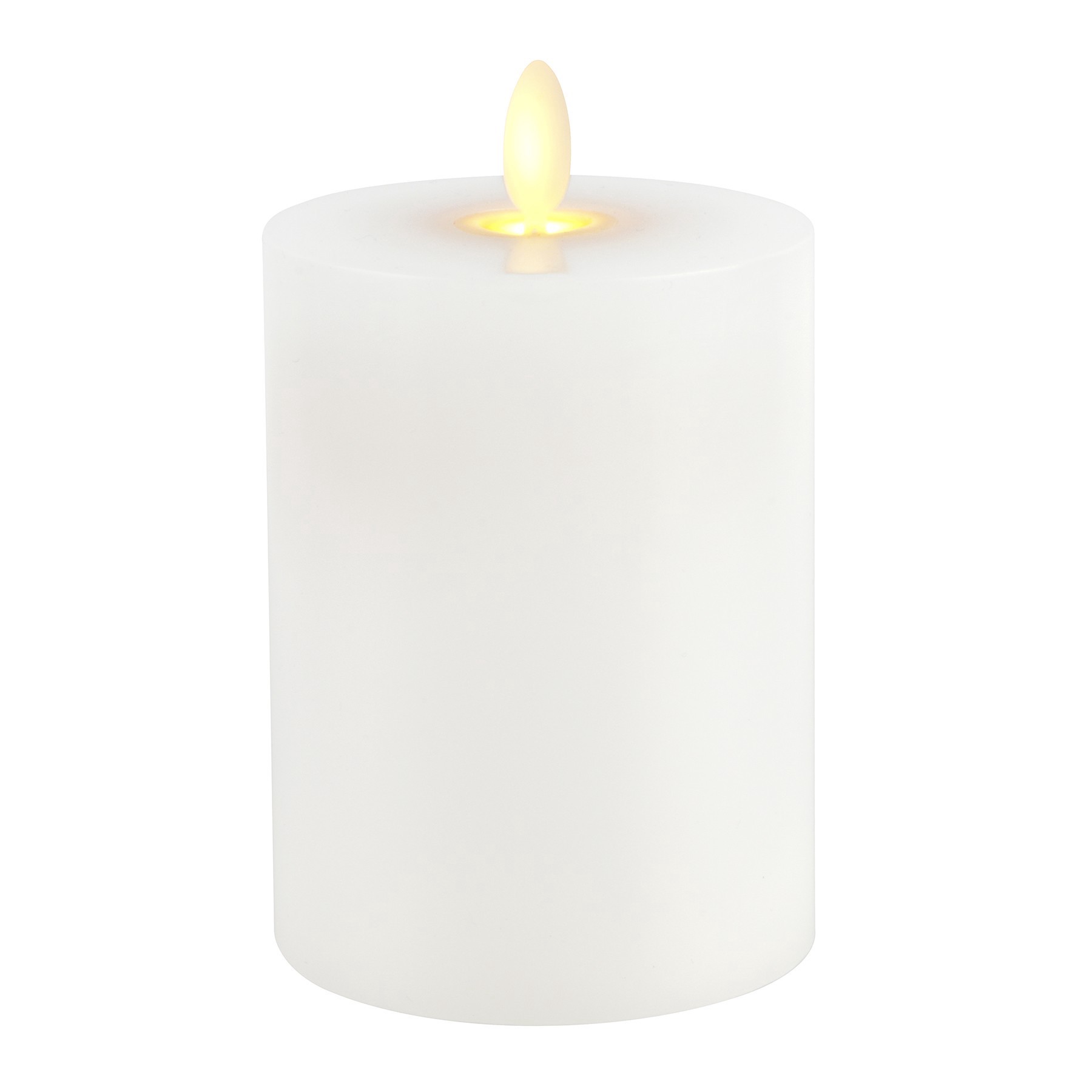 slide 2 of 2, 8" Led Wax Pillar Candle With Moving Flame By Ashland, 3 in x 4 in