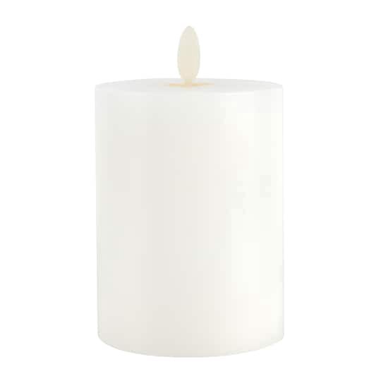 slide 1 of 2, 8" Led Wax Pillar Candle With Moving Flame By Ashland, 3 in x 4 in