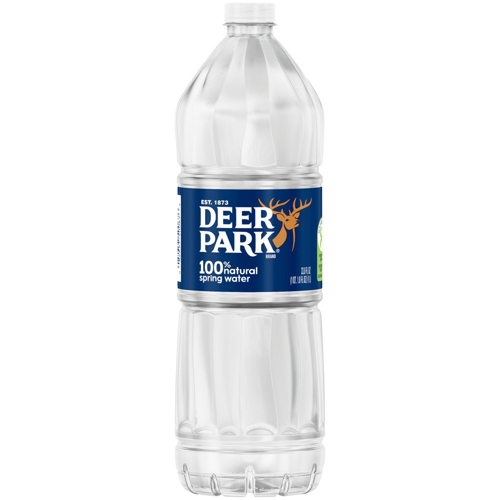 slide 1 of 4, Deer Park Brand 100% Natural Spring Water Plastic Bottle, 33.8 oz