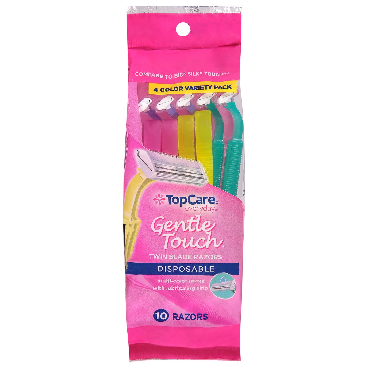 slide 14 of 14, TopCare Everyday Womens 4 Color Variety Pack Gentle Touch Razors 10 ea, 10 ct