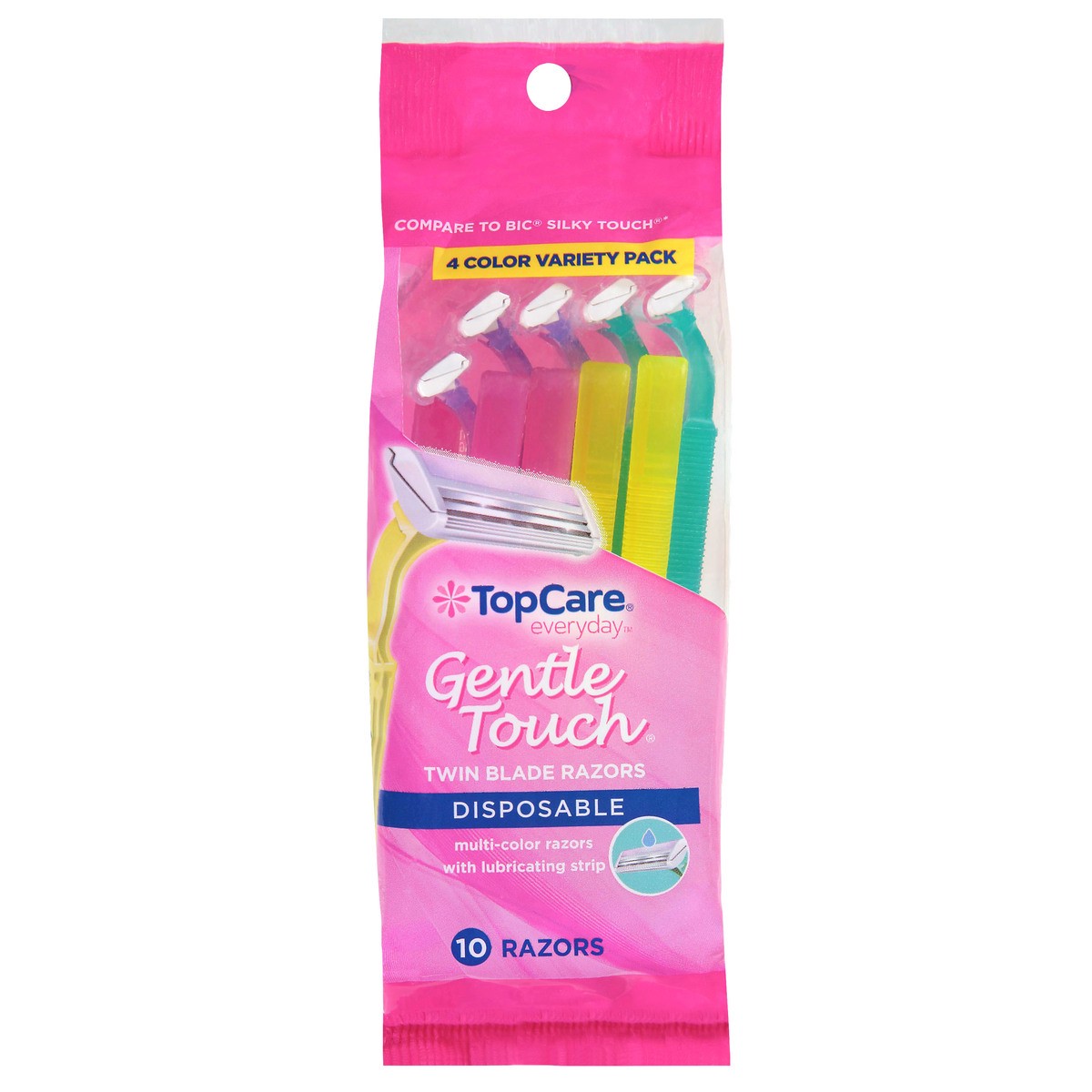 slide 10 of 14, TopCare Everyday Womens 4 Color Variety Pack Gentle Touch Razors 10 ea, 10 ct