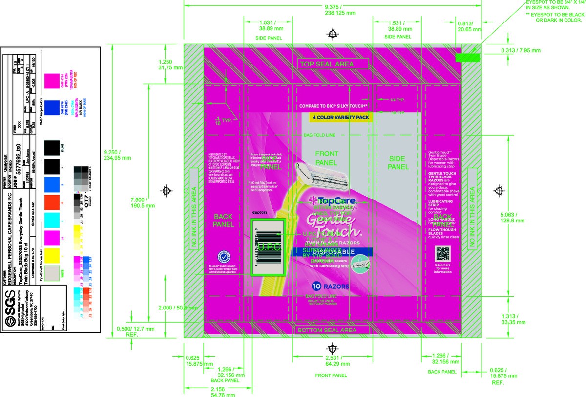 slide 8 of 14, TopCare Everyday Womens 4 Color Variety Pack Gentle Touch Razors 10 ea, 10 ct