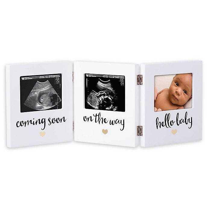 slide 1 of 3, Pearhead 3-Photo Hinged Sonogram Desk Frame - White, 1 ct