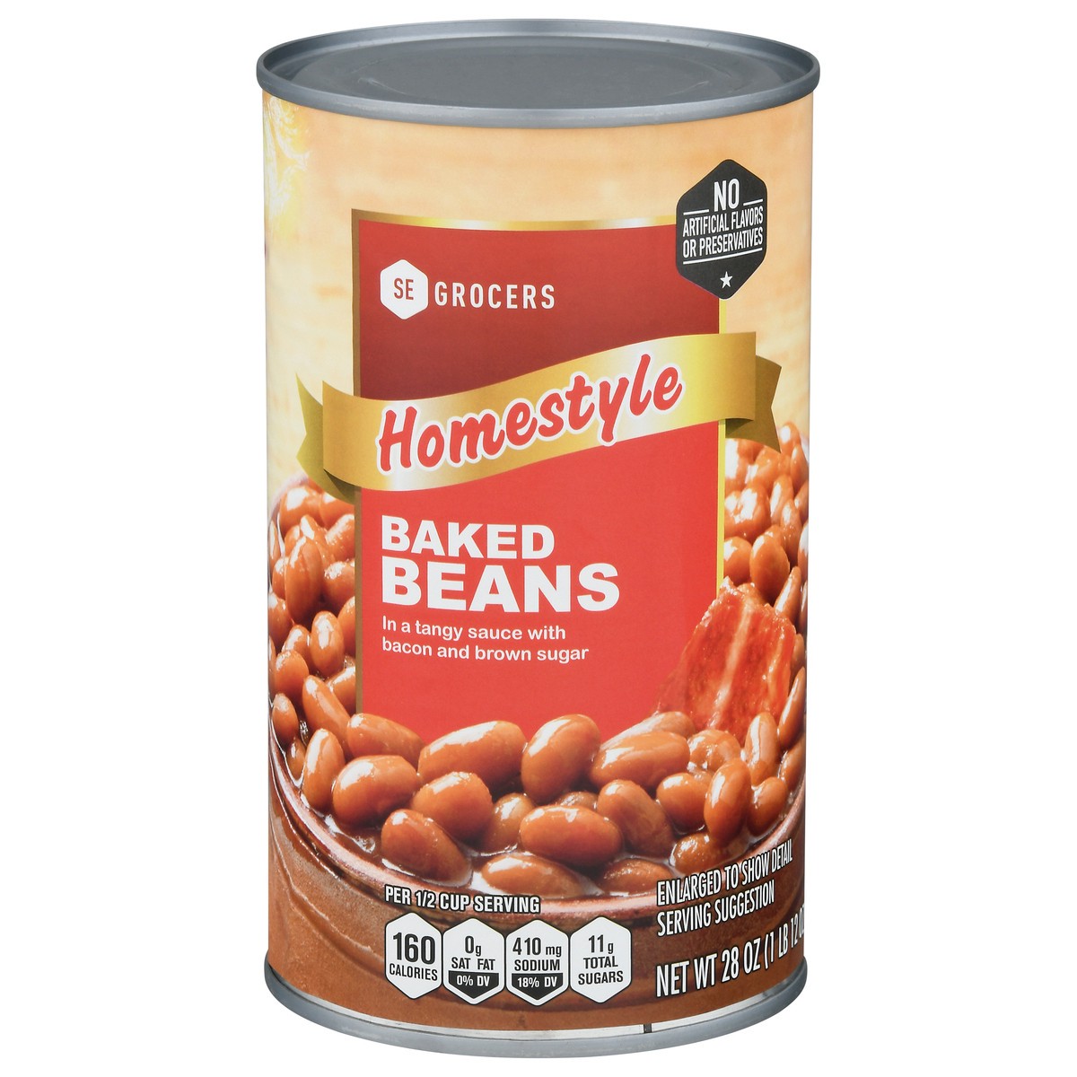 slide 1 of 13, SE Grocers Homestyle Baked Beans, 28 oz