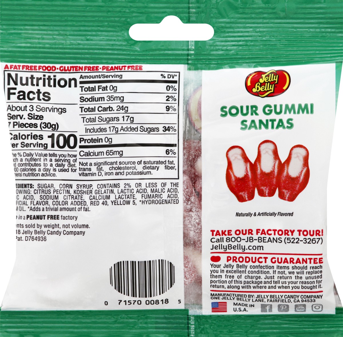 slide 4 of 8, Jelly Belly Candy Company Jelly Belly Sour Gummi Santas, 3 oz