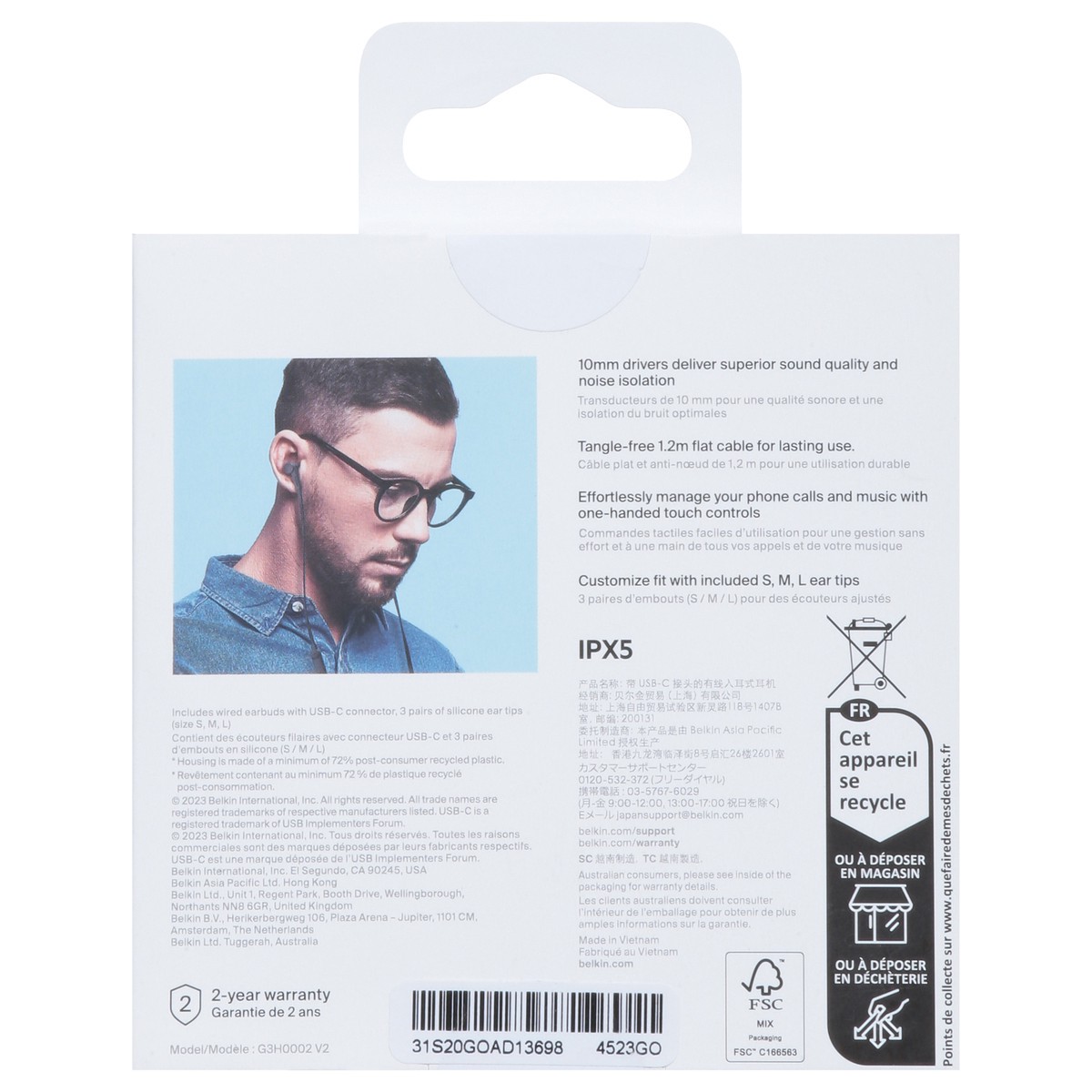 slide 2 of 12, Belkin Sound Form Motion Earbuds with USB-C Connector 1 ea, 1 ct