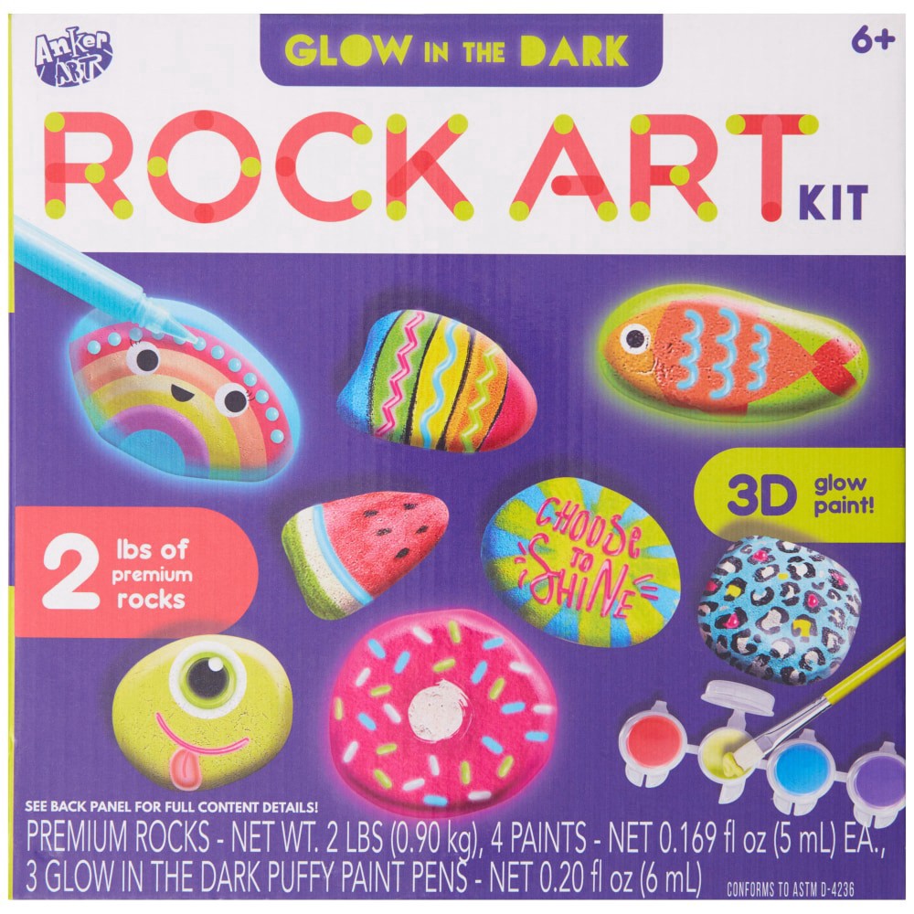 slide 1 of 1, SEASONAL MISC Anker Play Glow In Dark Rock Art Kit, 1 ct