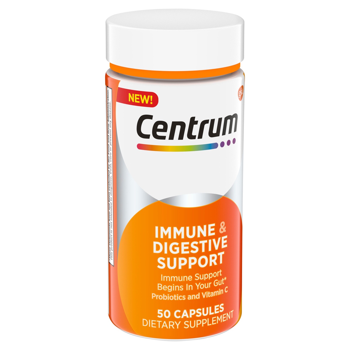 slide 7 of 9, Centrum Immune & Digestive Support, Probiotic Supplement with Vitamin C, Zinc, Organic Botanical Blend, Bacillus Coagulans for Immune Support - 50 Capsules, 50 ct