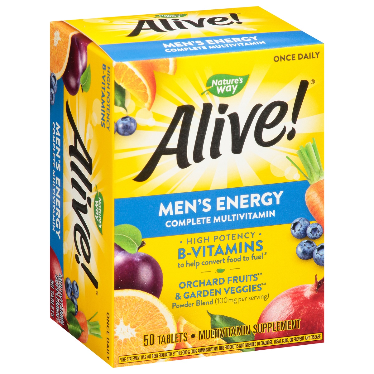 slide 2 of 9, Alive! Men's Energy Multi-Vitamin/Multi-Mineral Dietary Supplement Tablets, 50 ct