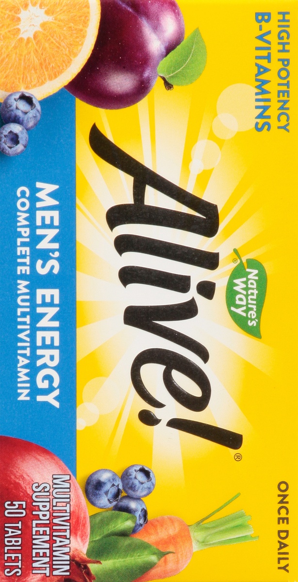slide 5 of 9, Alive! Men's Energy Multi-Vitamin/Multi-Mineral Dietary Supplement Tablets, 50 ct