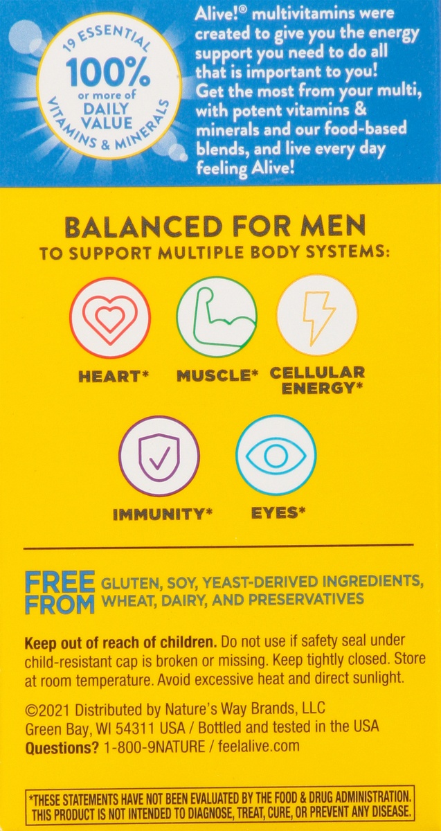 slide 6 of 9, Alive! Men's Energy Multi-Vitamin/Multi-Mineral Dietary Supplement Tablets, 50 ct