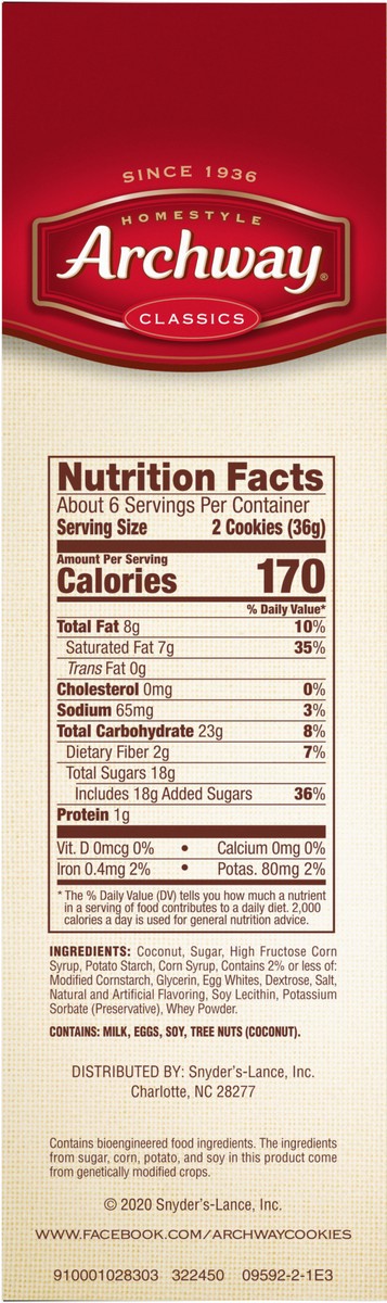 slide 2 of 9, Archway Cookies Cookies, Soft Coconut Macaroon, 8 Oz, 8 oz