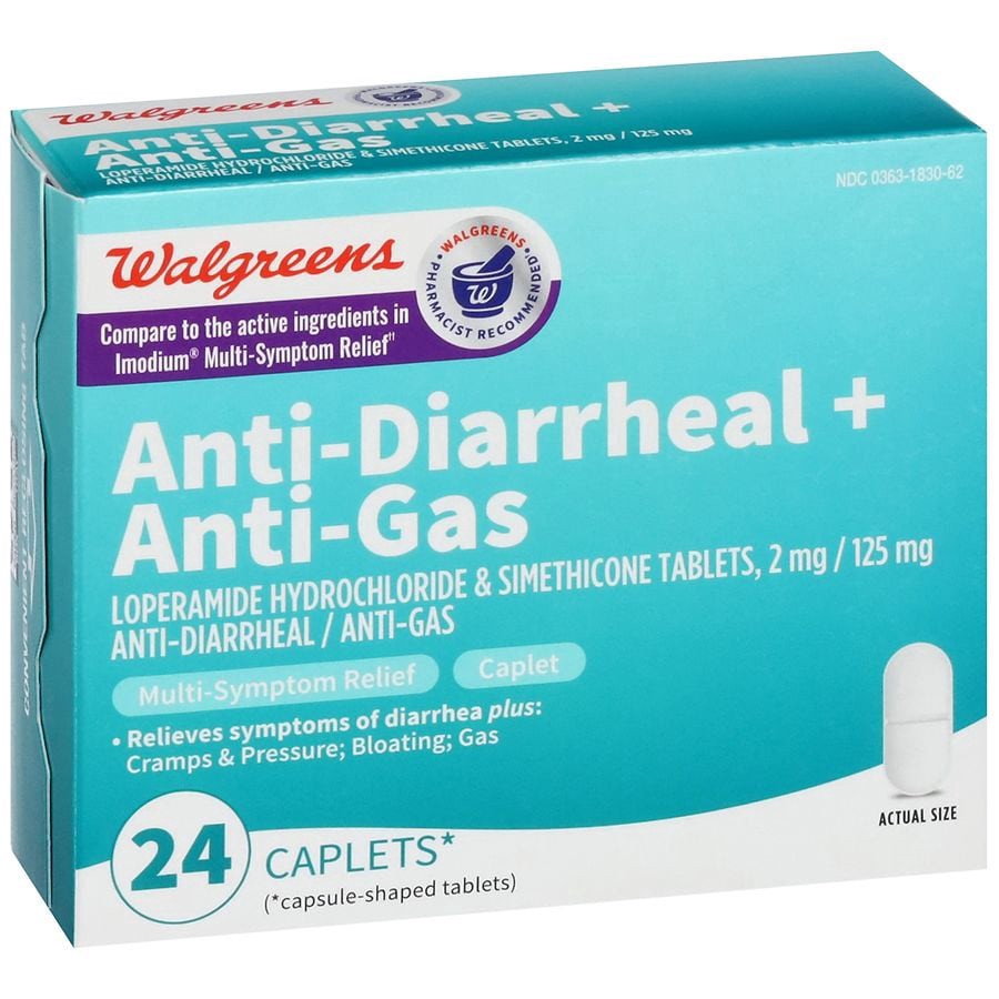slide 3 of 5, Walgreens Anti-Diarrheal Multi-Symptom Caplets, 24 ct