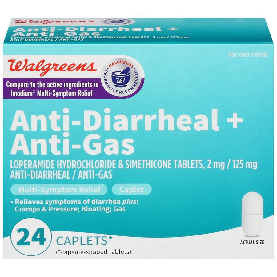 slide 1 of 5, Walgreens Anti-Diarrheal Multi-Symptom Caplets, 24 ct