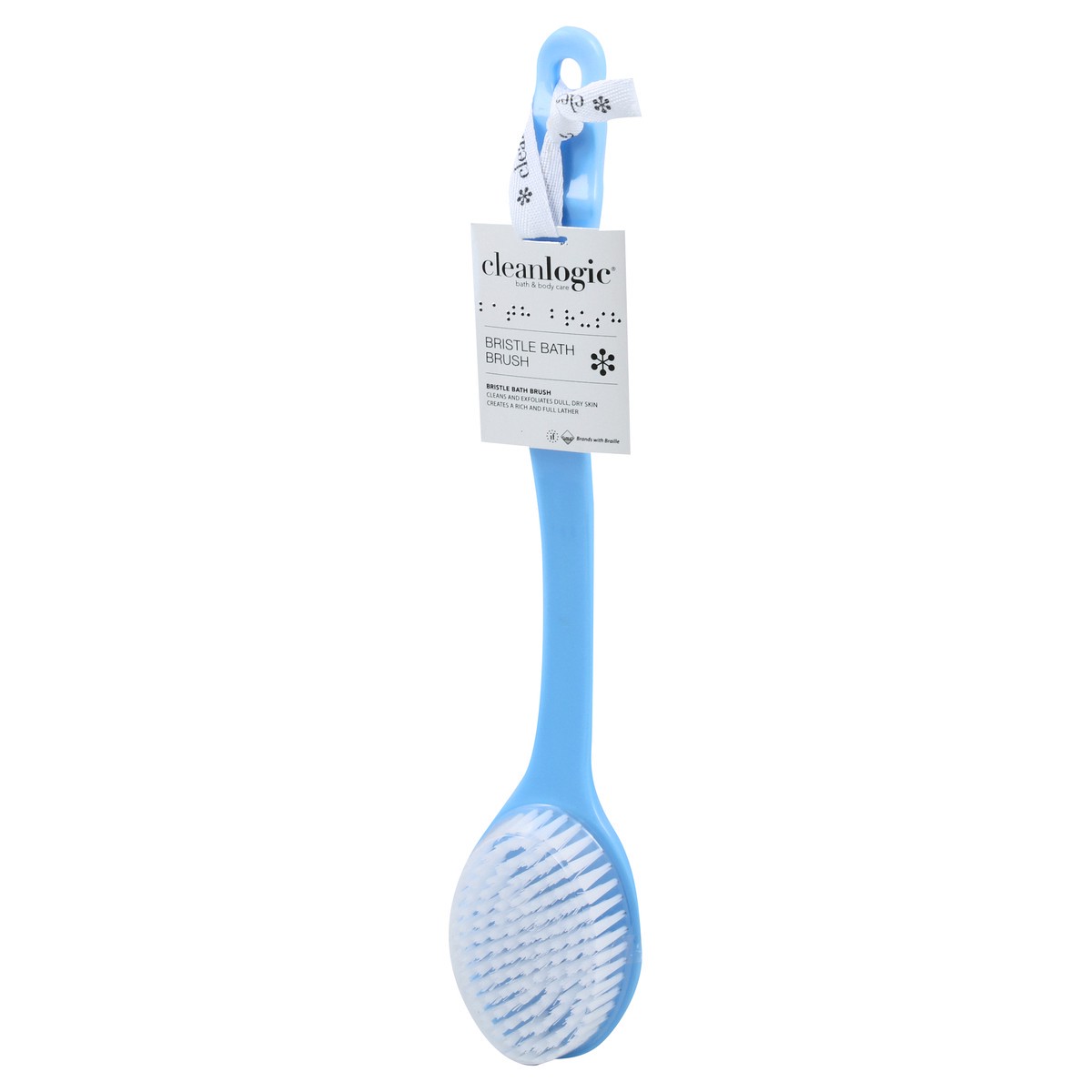 slide 3 of 8, cleanlogic Bristle Bath Brush Assorted Colors, 1 ct