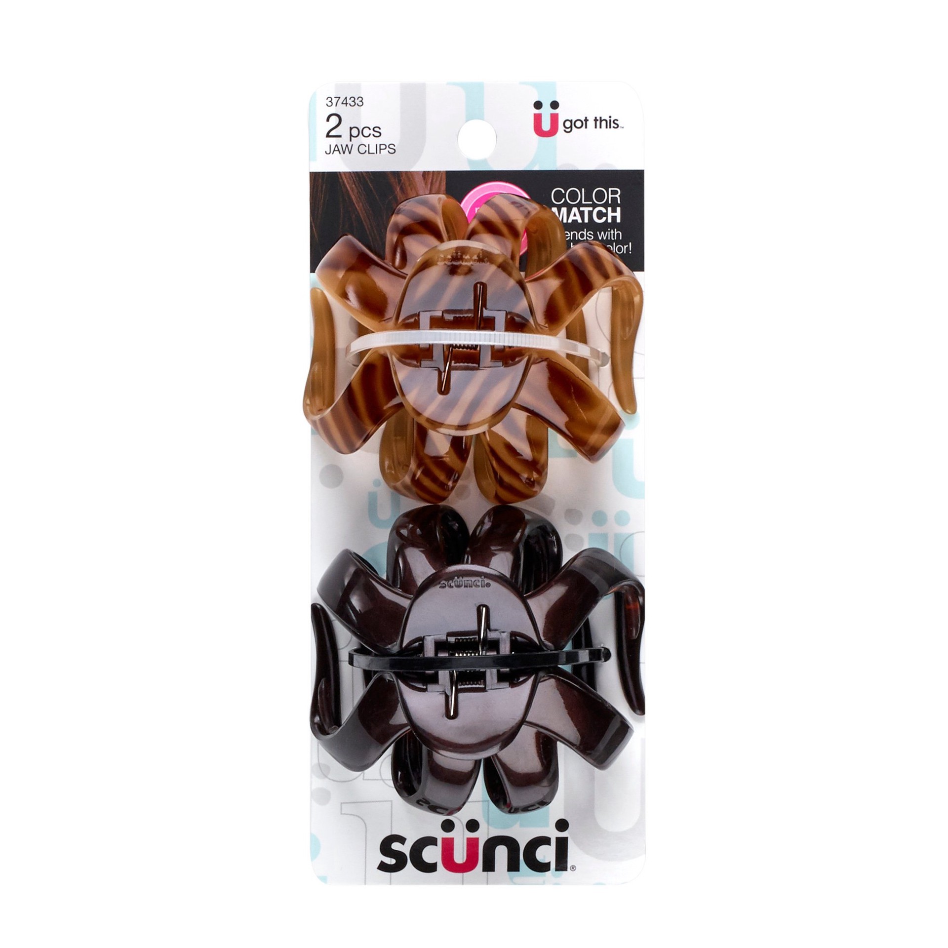 slide 1 of 1, scünci Scunci No-Slip Grip Beautiful Blends Octopus Clips Brunette, 2 ct