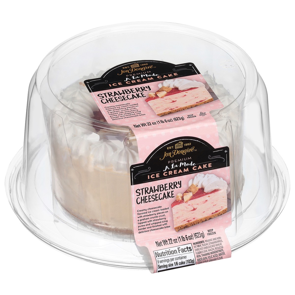 slide 4 of 9, Jon Donaire A La Mode Premium Strawberry Cheesecake Ice Cream Cake 22 oz, 22 oz