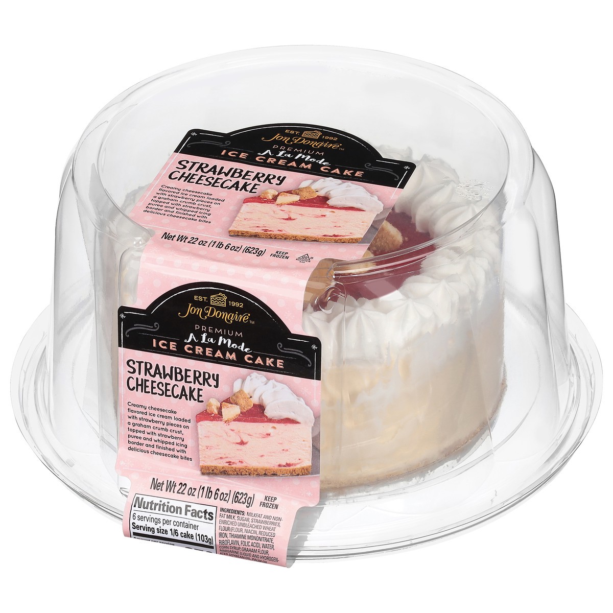 slide 9 of 9, Jon Donaire A La Mode Premium Strawberry Cheesecake Ice Cream Cake 22 oz, 22 oz