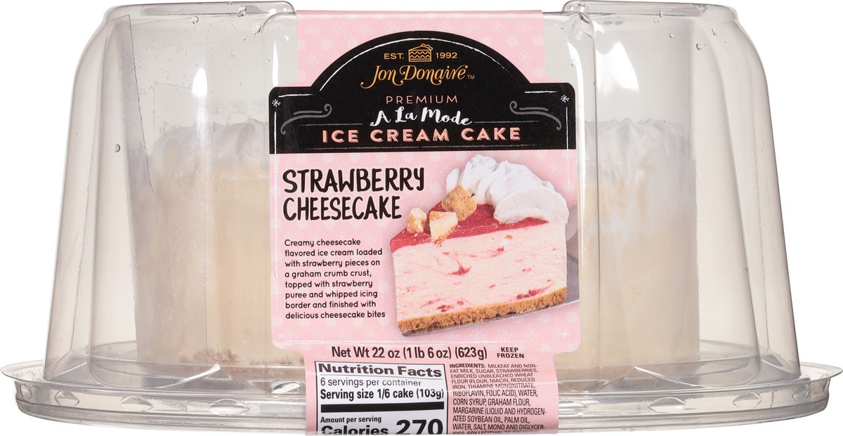 slide 7 of 9, Jon Donaire A La Mode Premium Strawberry Cheesecake Ice Cream Cake 22 oz, 22 oz