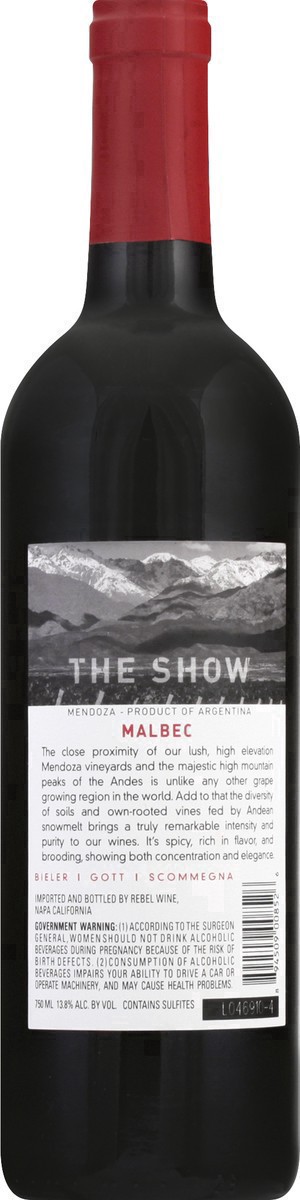 slide 10 of 16, The Show Organic Malbec Red Wine,  750mL Wine Bottle, 750 ml