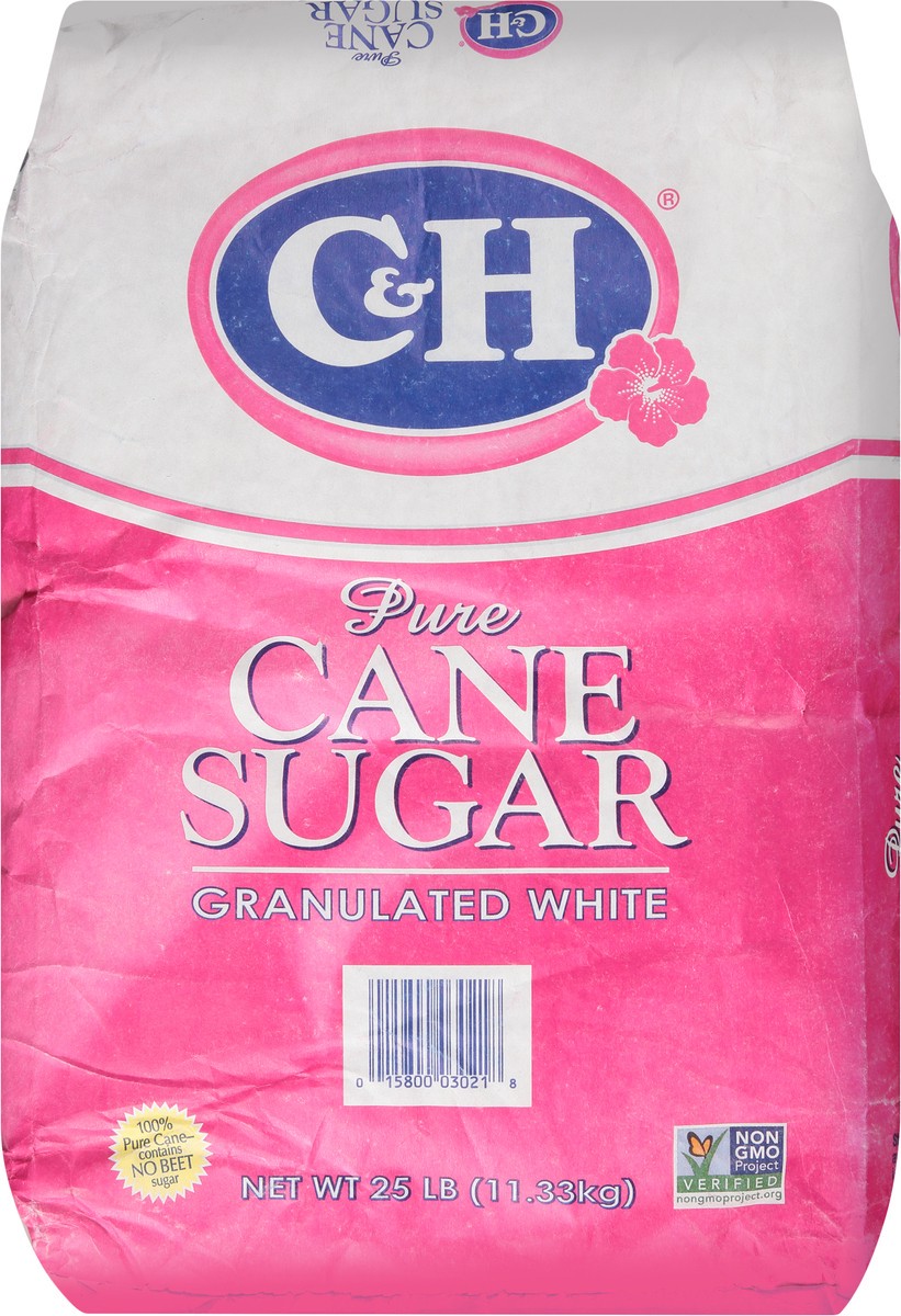 slide 1 of 7, C&H Granulated White Pure Cane Sugar 25 lb. Bag, 25 lb