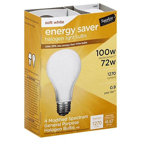 slide 1 of 1, Signature Select/Home Light Bulb Halogen Soft White 72W 1270 Lumens, 4 ct