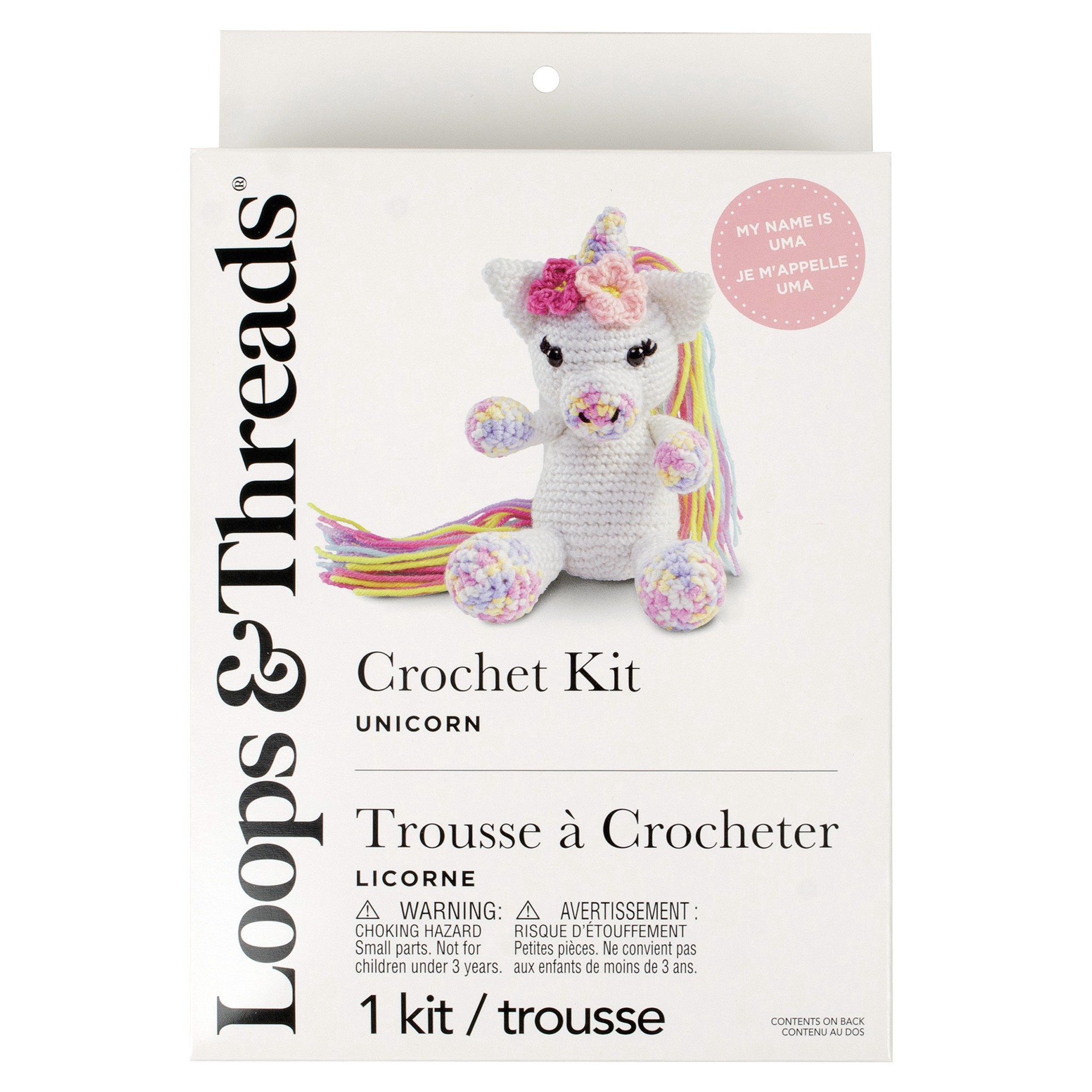 slide 4 of 4, Intermediate Unicorn Amigurumi Crochet Kit By Loops & Threads, 5.5 in x 4 in x 7.75 in