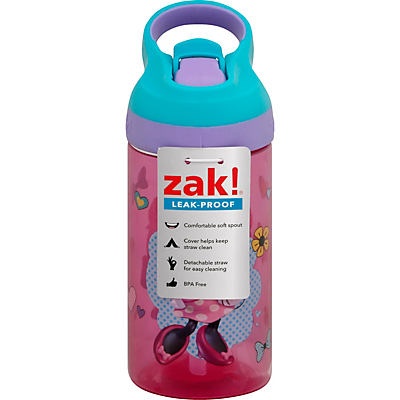 slide 1 of 1, Zak! Designs Disney Minnie Mouse Plastic Water Bottle, Pink/Teal, 16 oz